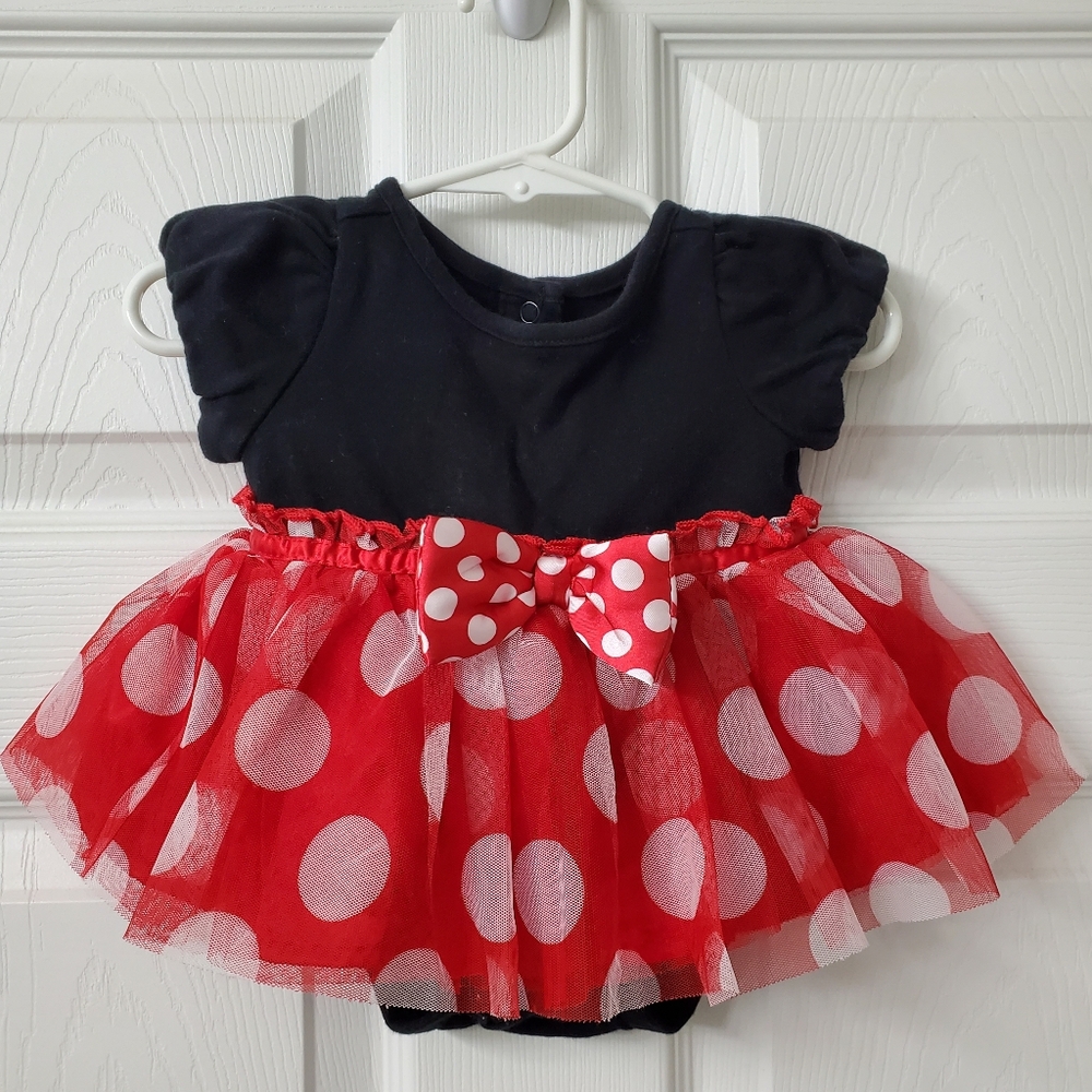 Disney Baby Minnie Mouse Costume Onesie Dress With Matching Ear Headband 0-6m